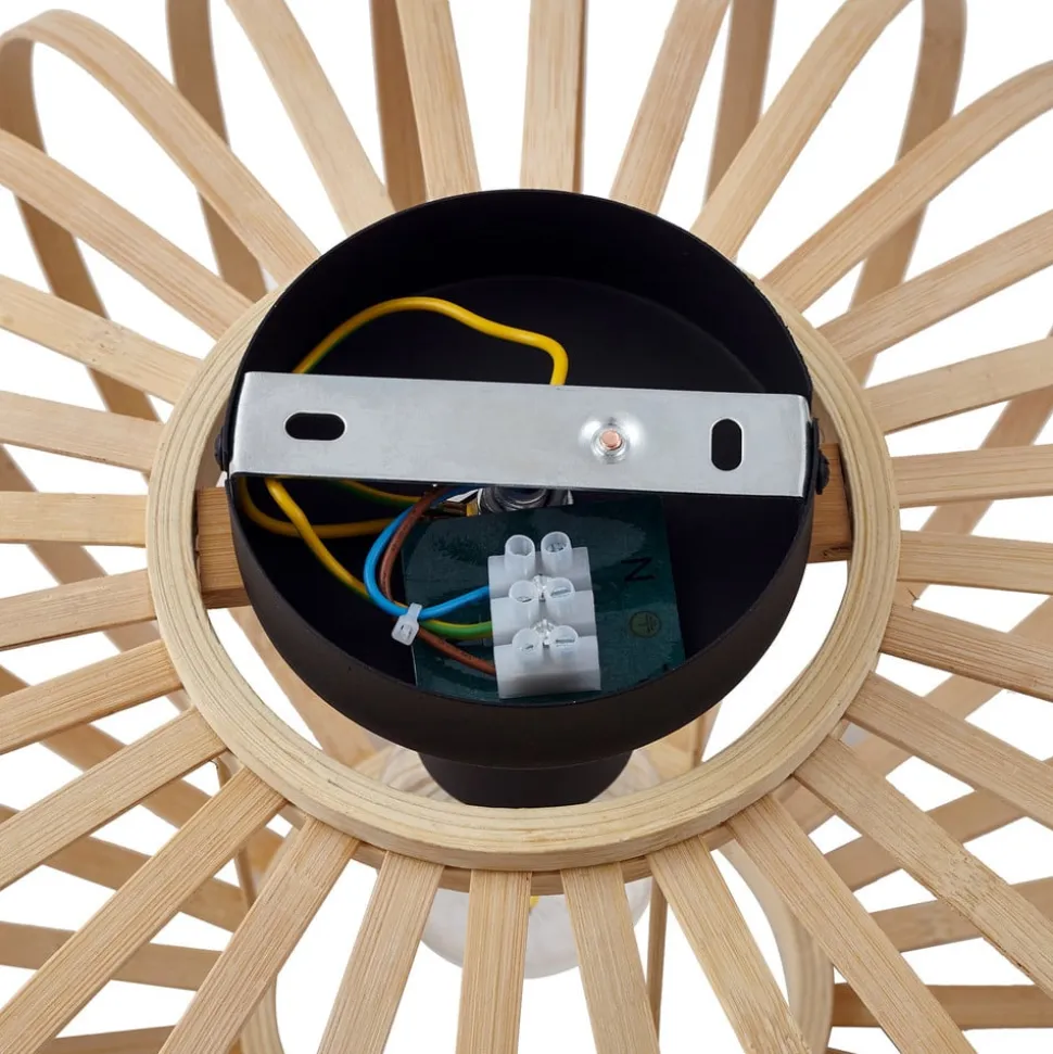 Lindby Loftlampe Lielle, naturlig bambus, Ø 38 cm