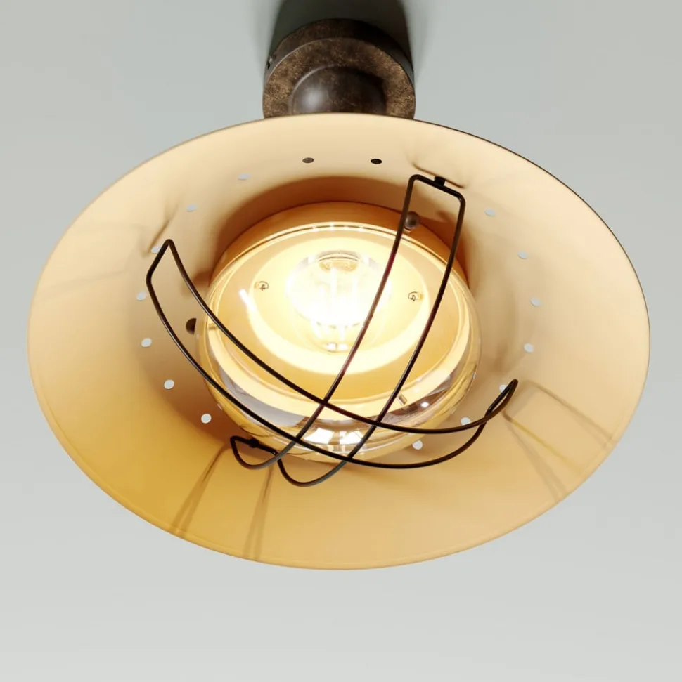 Lindby loftlampe Louisanne, brun, metal, Ø 35cm