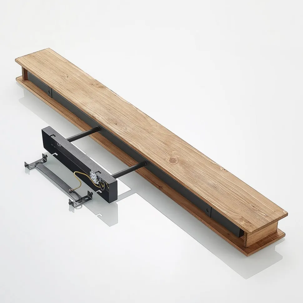 Lindby loftlampe Malwin, GU10, 100 cm lang, 6 lyskilder, træ