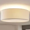 Lindby loftlampe Mariat, hvid, hør, Ø 45 cm, E27