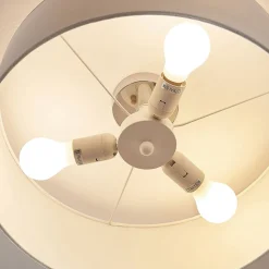 Lindby loftlampe Mariat, hvid, hør, Ø 45 cm, E27