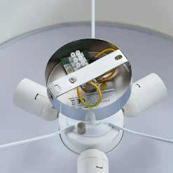 Lindby loftlampe Mariat, hvid, hør, Ø 45 cm, E27