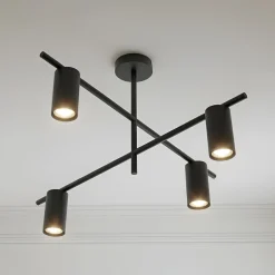Lindby loftlampe Marilou, sandsort, 4 lyskilder, Ø 70 cm