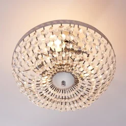 Lindby loftlampe Mondrian, 35 cm, krom, krystal