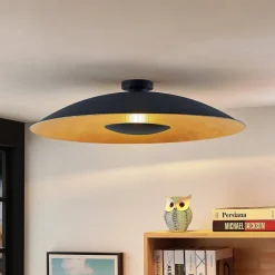 Lindby loftlampe Narisara, Ø 80 cm, E27, sort-guld