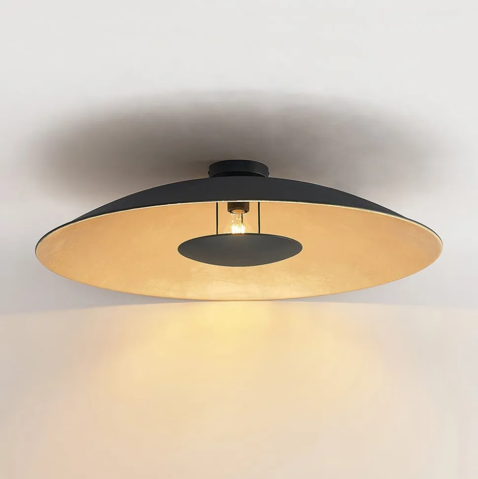 Lindby loftlampe Narisara, Ø 80 cm, E27, sort-guld
