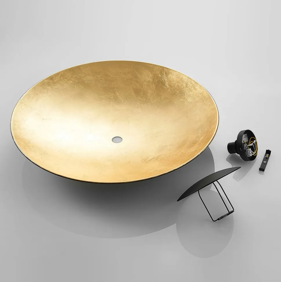 Lindby loftlampe Narisara, Ø 80 cm, E27, sort-guld