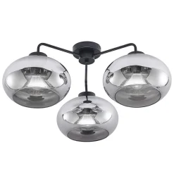 Lindby loftlampe Navidia, Ø 67 cm, sort, røgfarvet glas