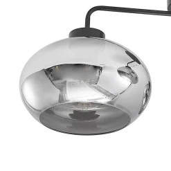 Lindby loftlampe Navidia, Ø 67 cm, sort, røgfarvet glas