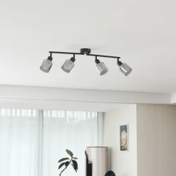 Lindby loftlampe Netty, 4 lyskilder, grå, glas