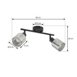 Lindby loftlampe Netty, 4 lyskilder, grå, glas