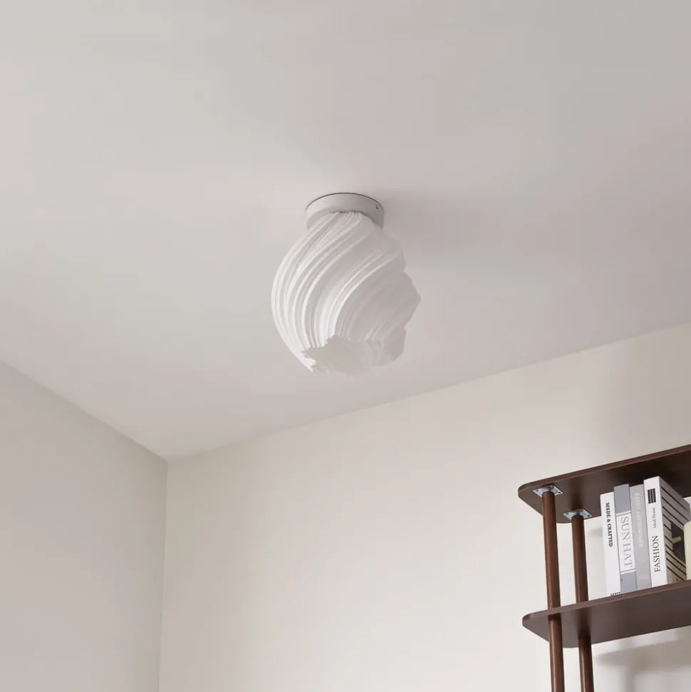 Lindby loftlampe Nuvia, højde 32 cm, hvid, 3D-print