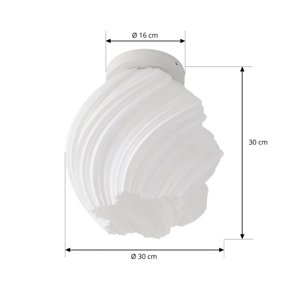 Lindby loftlampe Nuvia, højde 32 cm, hvid, 3D-print