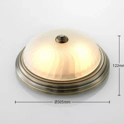 Lindby loftlampe Pakka, messingfarvet, glas, 31 cm, E27