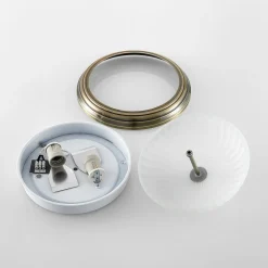 Lindby loftlampe Pakka, messingfarvet, glas, 31 cm, E27