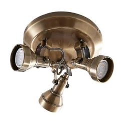 Lindby loftlampe Perseas, Ø 22cm, 3 lyskilder, antik messing, GU10