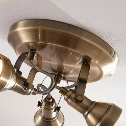 Lindby loftlampe Perseas, Ø 22cm, 3 lyskilder, antik messing, GU10