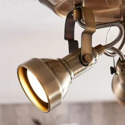 Lindby loftlampe Perseas, Ø 22cm, 3 lyskilder, antik messing, GU10