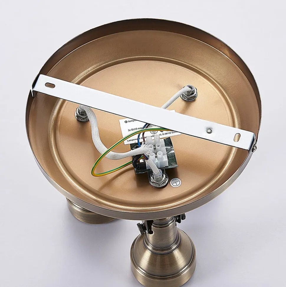 Lindby loftlampe Perseas, Ø 22cm, 3 lyskilder, antik messing, GU10