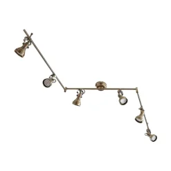 Lindby loftlampe Perseas, 180 cm, 6 lyskilder, antik messing, GU10