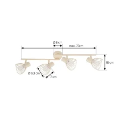 Lindby loftlampe Piena, beige, 4 lyskilder, metal, 70 cm