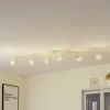 Lindby loftlampe Piena, beige, 6 lyskilder, metal, 150 cm