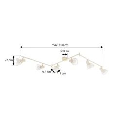 Lindby loftlampe Piena, beige, 6 lyskilder, metal, 150 cm