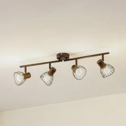 Lindby loftlampe Piena, sort, 4 lyskilder, metal, 70 cm