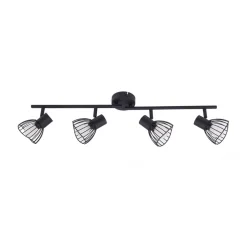 Lindby loftlampe Piena, sort, 4 lyskilder, metal, 70 cm