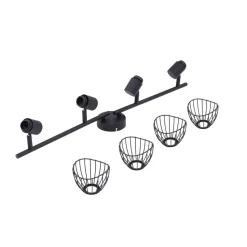 Lindby loftlampe Piena, sort, 4 lyskilder, metal, 70 cm