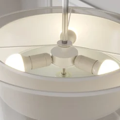 Lindby loftlampe Pikka, hvid, tekstil, Ø 50 cm, E27