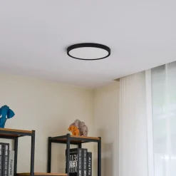 Lindby loftlampe Pravin, Ø 30 cm, CCT, sort
