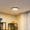 Lindby loftlampe Pravin, Ø 30 cm, 3.000 K, sort