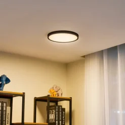 Lindby loftlampe Pravin, Ø 30 cm, 3.000 K, sort