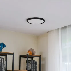 Lindby loftlampe Pravin, Ø 30 cm, 3.000 K, sort