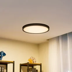 Lindby loftlampe Pravin, Ø 50 cm, CCT, sort