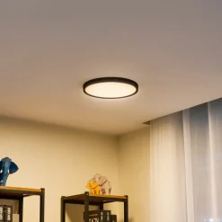 Lindby loftlampe Pravin, Ø 30 cm, dæmpbar, sort