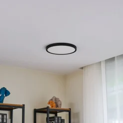 Lindby loftlampe Pravin, Ø 30 cm, dæmpbar, sort