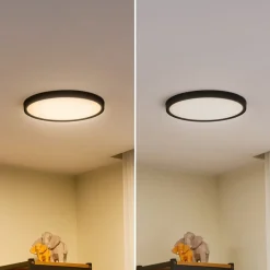 Lindby loftlampe Pravin, Ø 30 cm, dæmpbar, sort