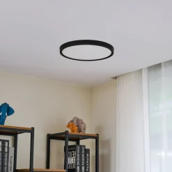 Lindby loftlampe Pravin, Ø 40 cm, 3.000 K, sort