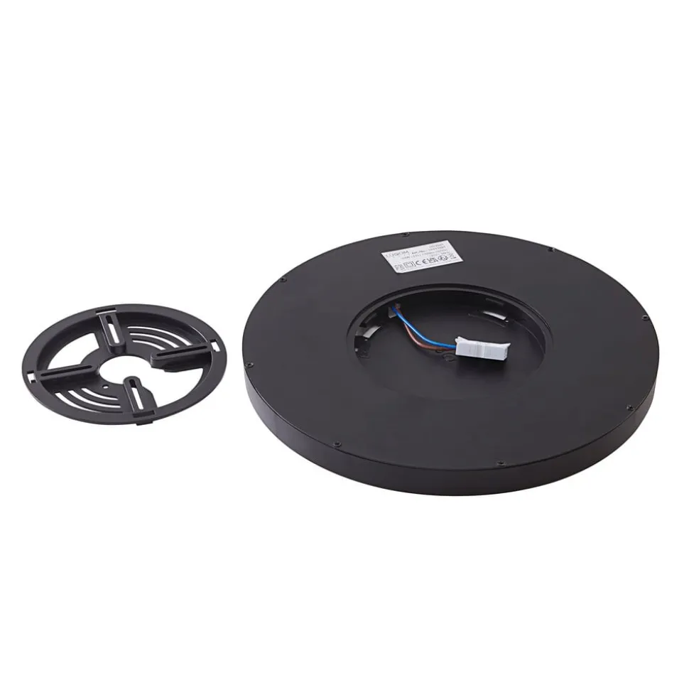 Lindby loftlampe Pravin, Ø 40 cm, 3.000 K, sort