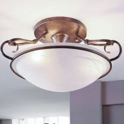 Lindby loftlampe Rando, sølv antik, glas, Ø 50 cm, E27