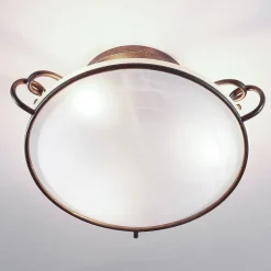 Lindby loftlampe Rando, sølv antik, glas, Ø 50 cm, E27