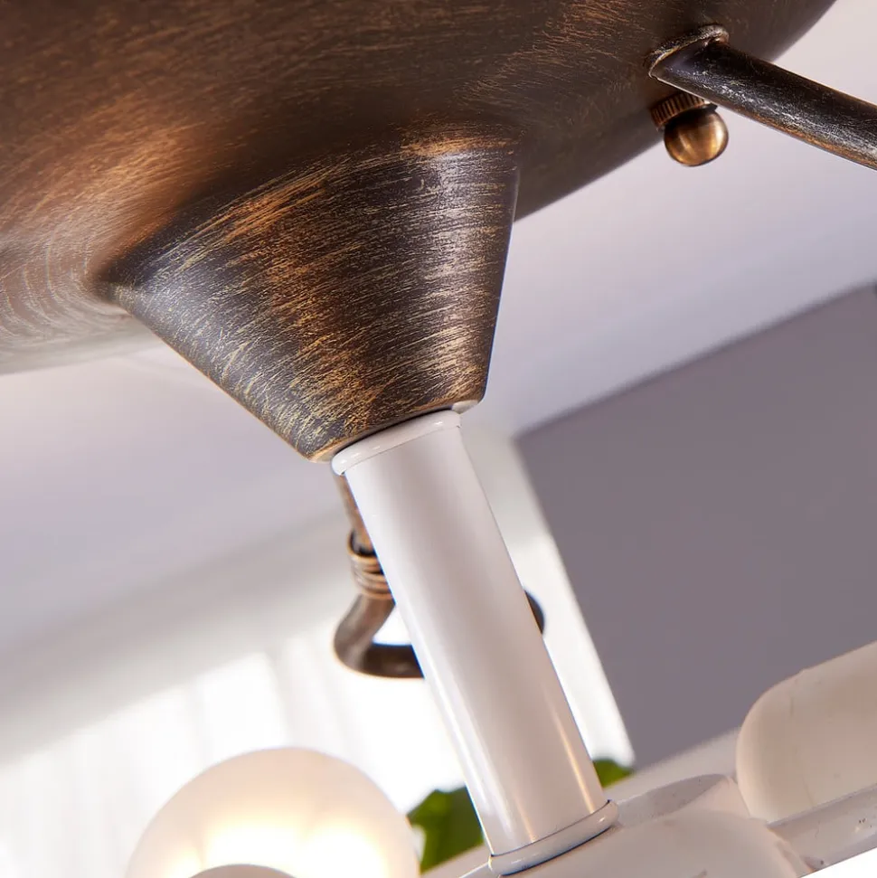 Lindby loftlampe Rando, sølv antik, glas, Ø 50 cm, E27