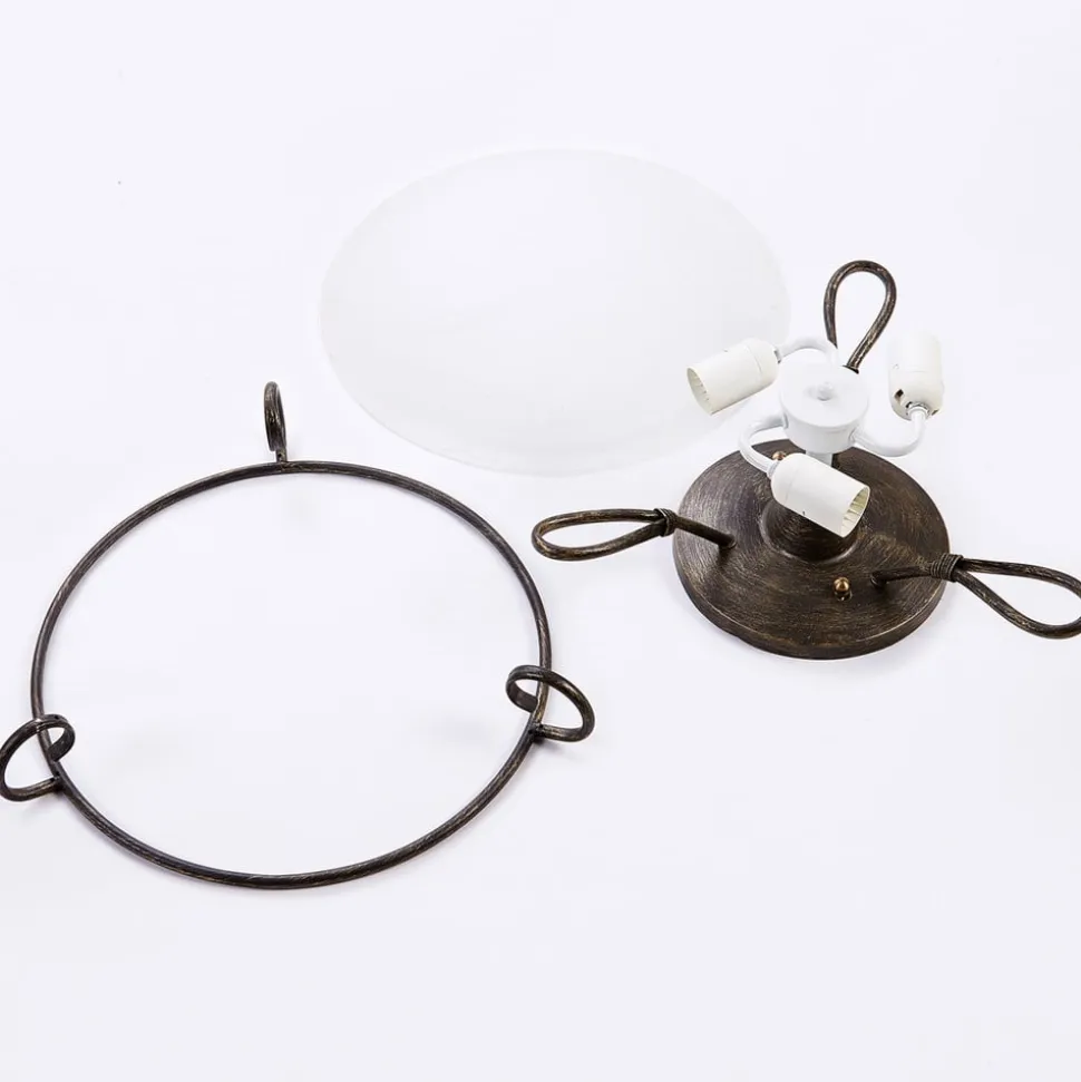 Lindby loftlampe Rando, sølv antik, glas, Ø 50 cm, E27