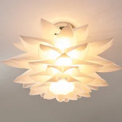 Lindby loftlampe Rimon, hvid, plast, Ø 50 cm, E27