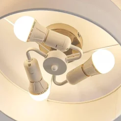 Lindby loftlampe Sebatin, Ø 40 cm, hvid, stof, E27