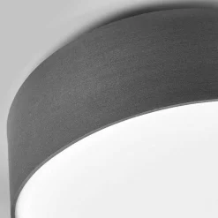 Lindby loftlampe Sebatin, Ø 40 cm, grå, stof, E27
