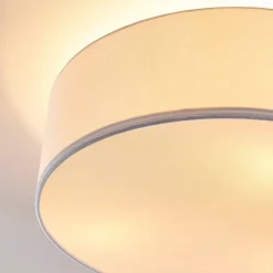 Lindby loftlampe Sebatin, Ø 40 cm, hvid, stof, E27