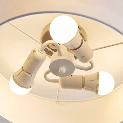 Lindby loftlampe Sebatin, Ø 40 cm, hvid, stof, E27